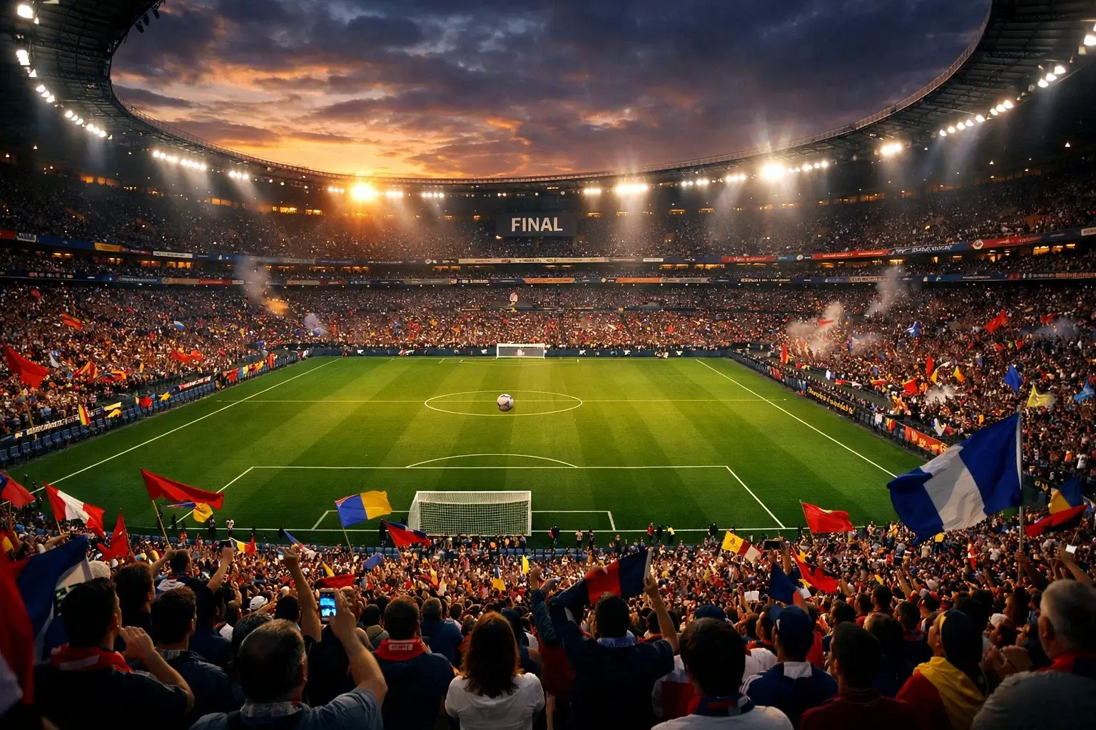 Vista del estadio repleto de aficionados antes de una final