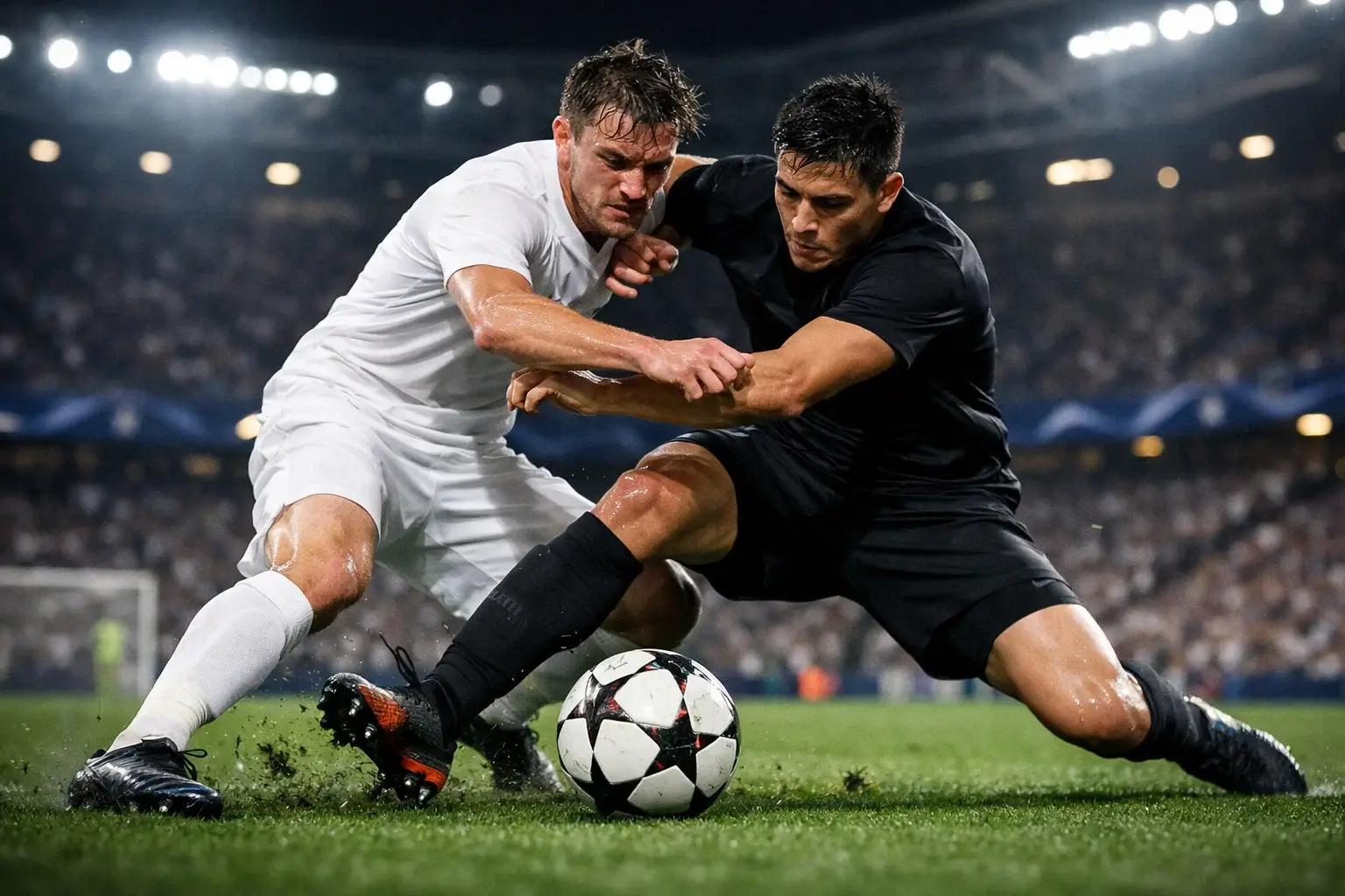 Jugadores de élite europea compitiendo en un partido de alta intensidad